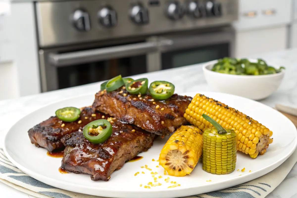 sweet and spicy beef back ribs with honey glaze.