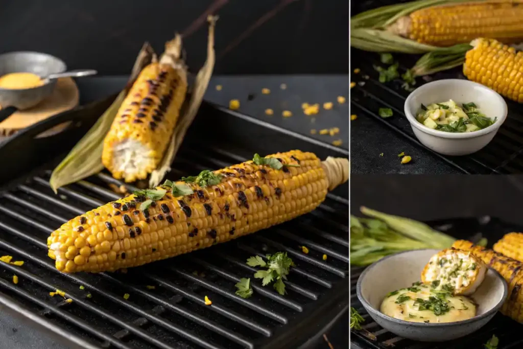 Grilled corn on the cob with charred kernels, highlighting a popular cooking technique.